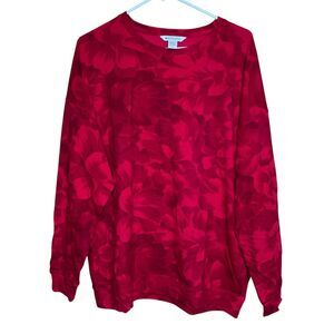 Athleta Sweatshirt Chakra Red Floral Romantic Comfortable Lightweight Large